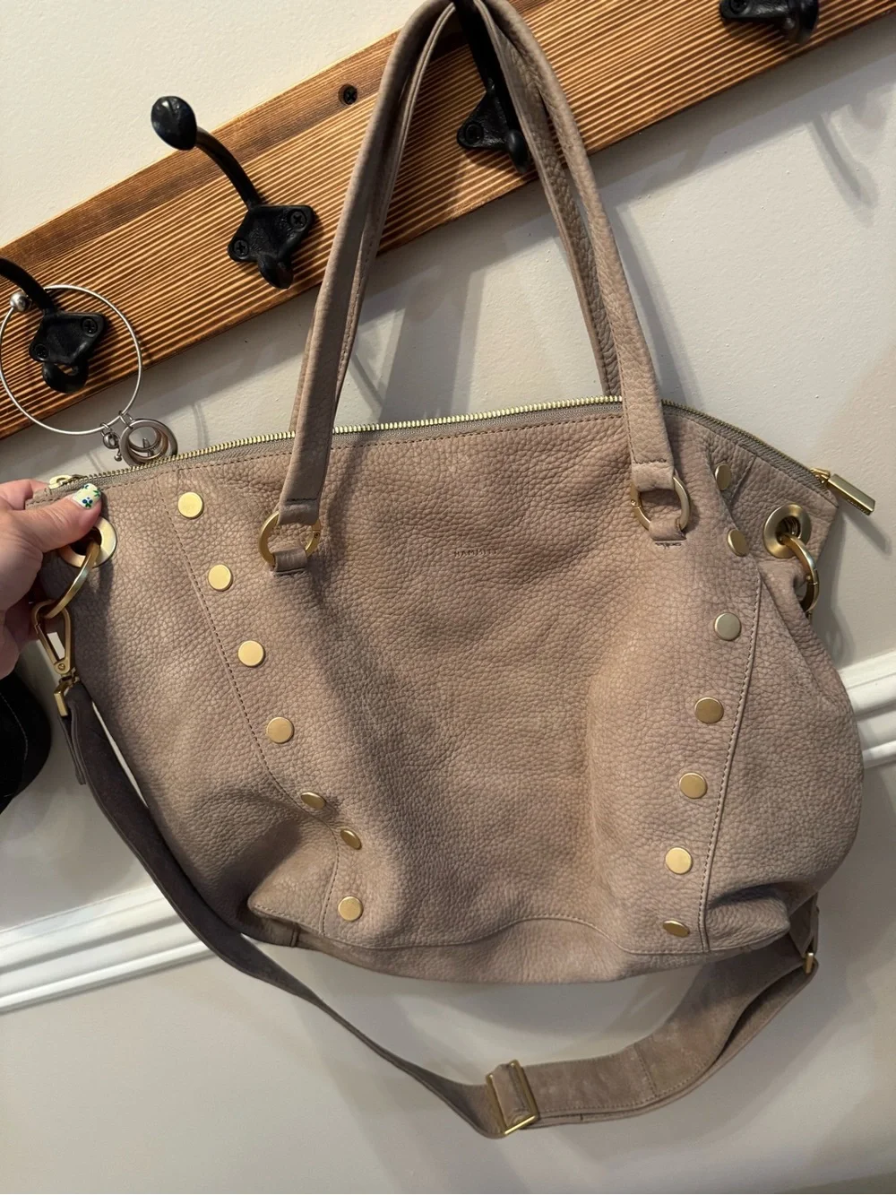 Hammitt large Daniel in pewter with gold studs and hardware. Chic Everyday Carry - Picture 4 of 4